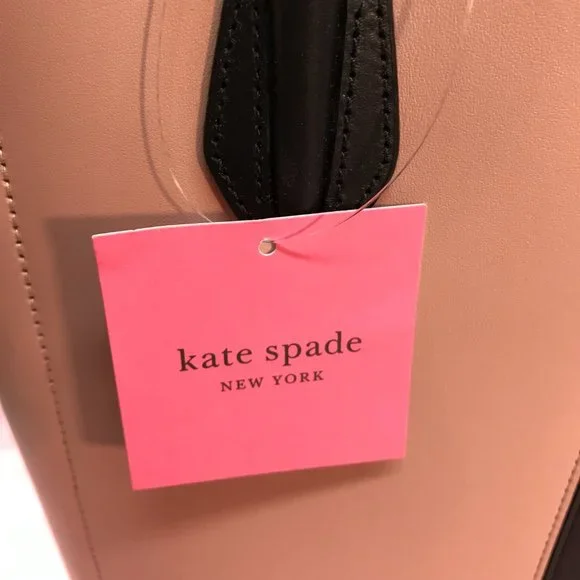 ***SALE***NWT Kate Spade Nicole Pink & Black Leather Bicolor Tote/Crossbody Bag - Picture 3 of 9